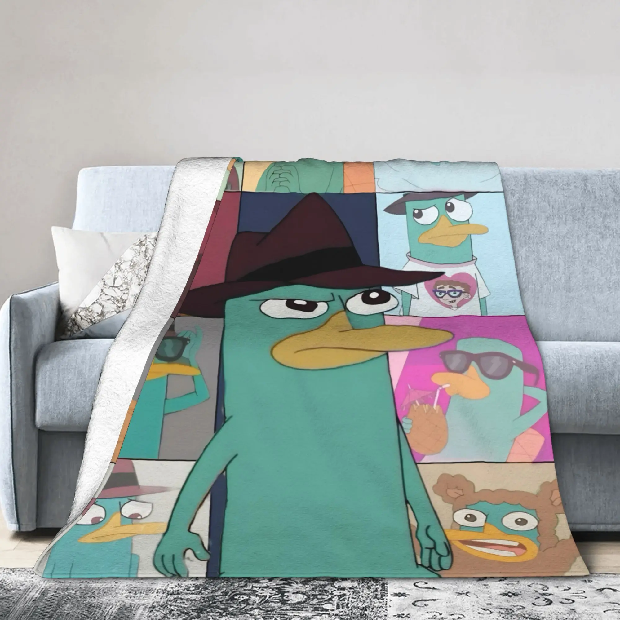 الاسترخاء Phineas و Ferb Perry بطانية الملحقات غرفة الزخرفية رمي بطانية الصوف الدافئ للمكتب #2