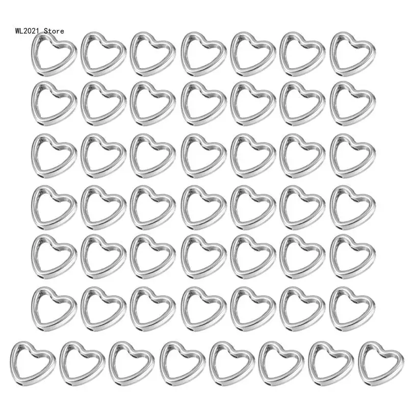 50 PCS Heart Frame Beads Double Hole Beads Spacer Connectors Heart Pendants CCB Material Suitable for DIY Jewelry Making