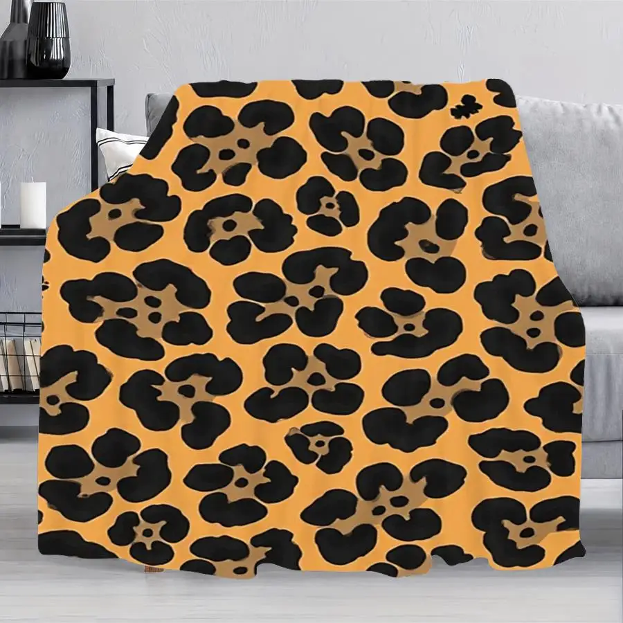 1pc Soft Flannel Plush Blanket, Large Cozy Throw with Bold Leopard Print Pattern, Warm Tan Background with Dark Rosettes, High-Contrast Graphic Design for Sofa Bed Living Room Decor, Housewarming Holi Perfect as Home Decoration & Holiday Gift Choice.