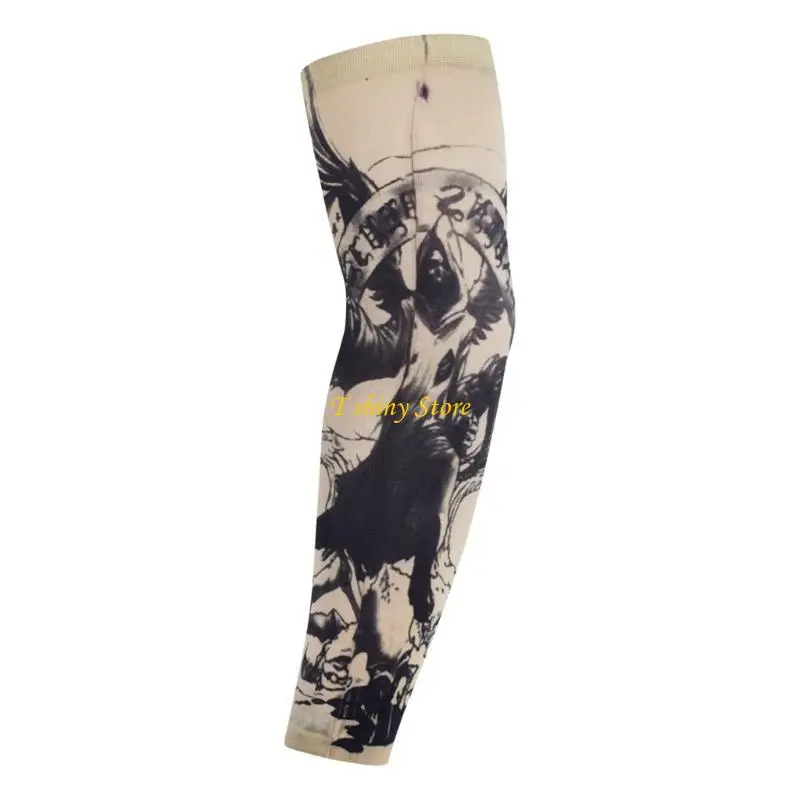 N58F Simulasi Tato Lengan Lengan Lengan Sunproof Lengan Penutup untuk Penggemar Outdoor Sport Accessory Driving Cycling Arm