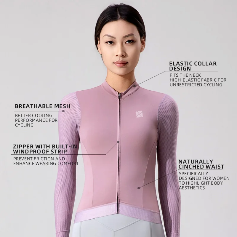 سترة TOSUOD النسائية لركوب الدراجات بأكمام طويلة من الجيرسيه MTB Road Bike حماية من الشمس ضيقة سريعة الجفاف ملابس رياضية قميص نحيف