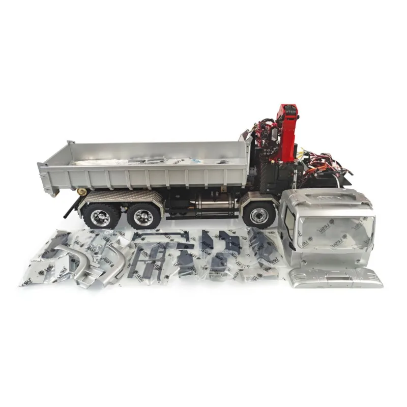 LESU 1/14 8x8 RC Roll on/off Hydraulic Truck Crane Dumper Tipper Car Reversing Valve Heavy Machine Model