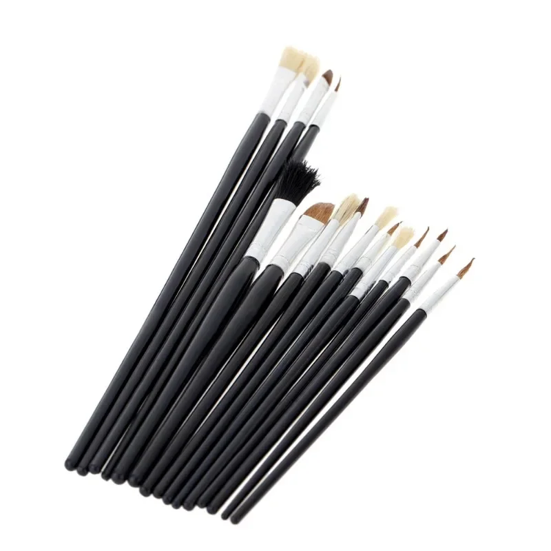 15Pcs/Pack Wooden Handle Nylon Hair Painting Brushes Oil Watercolo Acrylic Paint Brushes Ser Art Supply