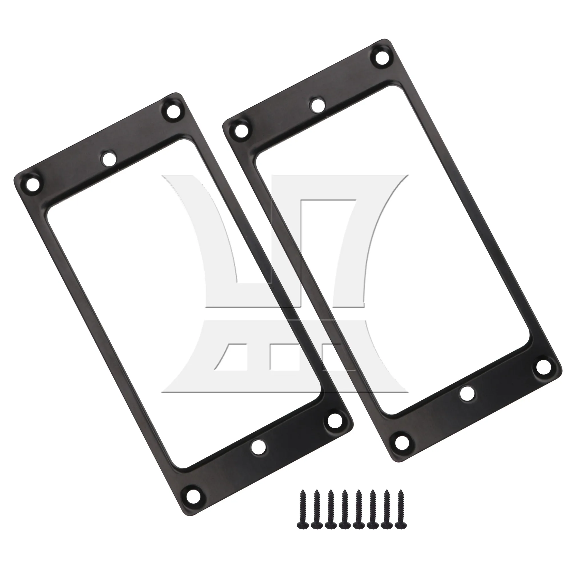 

YIBUY 2pcs Metal FLAT Humbucker Pickup Mounting Ring Black