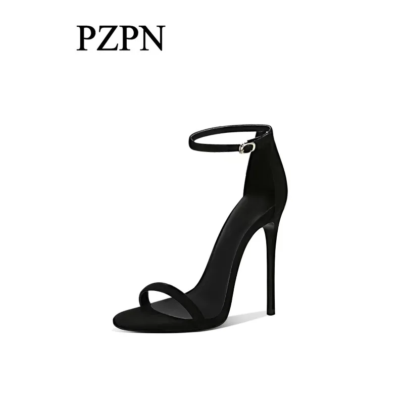 

2026 Summer New Black Strap Sandals, Women's Thin Heel, Sexy, Open toed, French Style, Non tiring, Professional High Heels