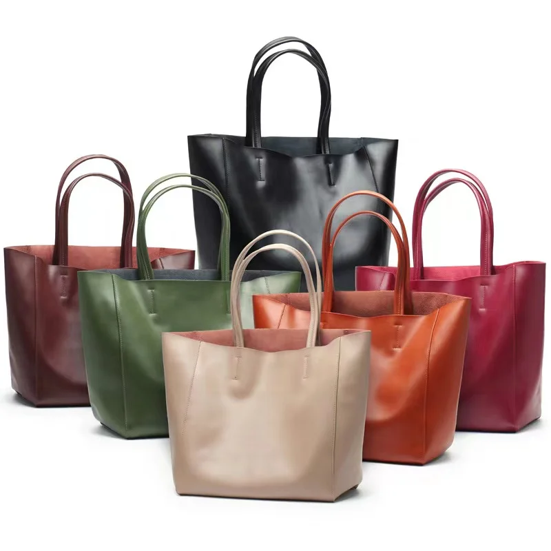 New High-capacity Commuter Bag Mommy Shopping Bag  Leather Tote Bag Simple Casual Shoulder Bag