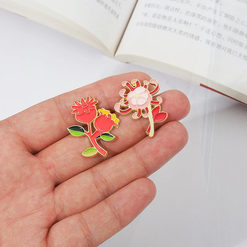 Iris Morning Glory Lotus Clothing Pin Badge Lapel Brooch Flower Pin Simulation Flower Plant Pin Lily Tulip Sunflower