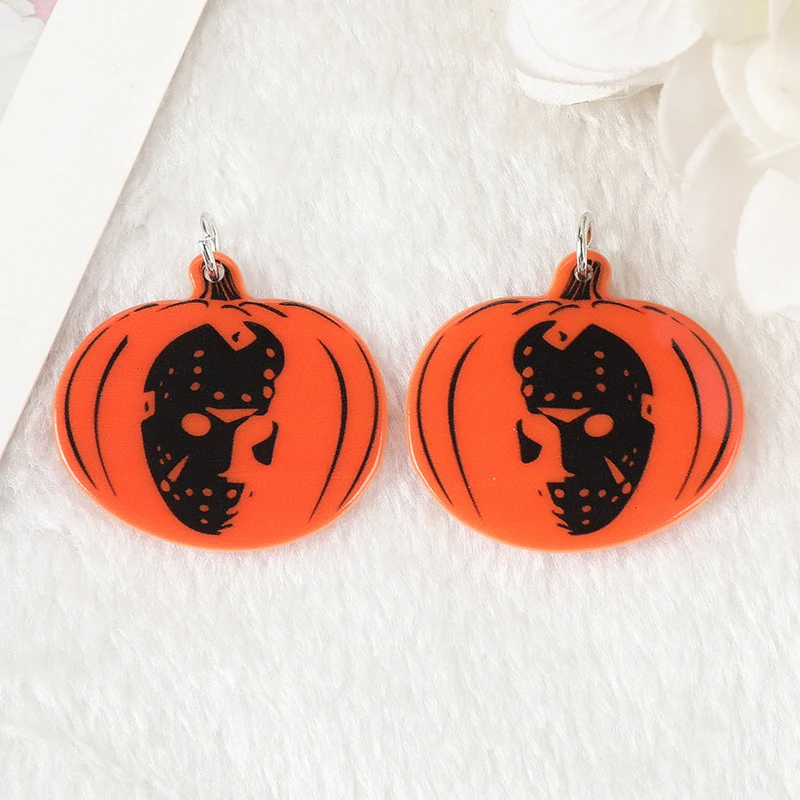 8Pcs Halloween Charms Creative Acrylic Pumpkin Pendant For Keychain Necklace Jewelry Diy Making