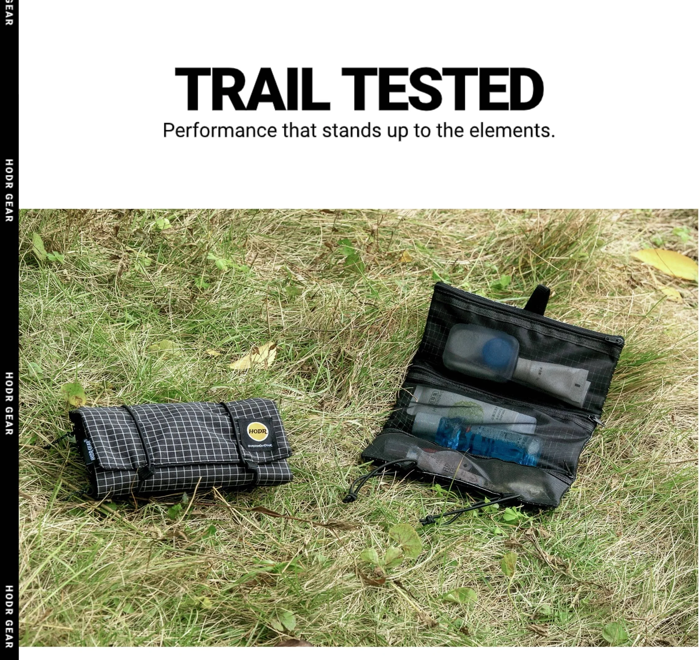 HODRGEAR Ultraleichter Toilettenartikel-Organizer UHMWPE Gridstop | 35 g aufrollbarer Netzbeutel | YKK-Reißverschlüsse | Wander- und EDC-Aufbewahrung UL GEAR – Detail 9