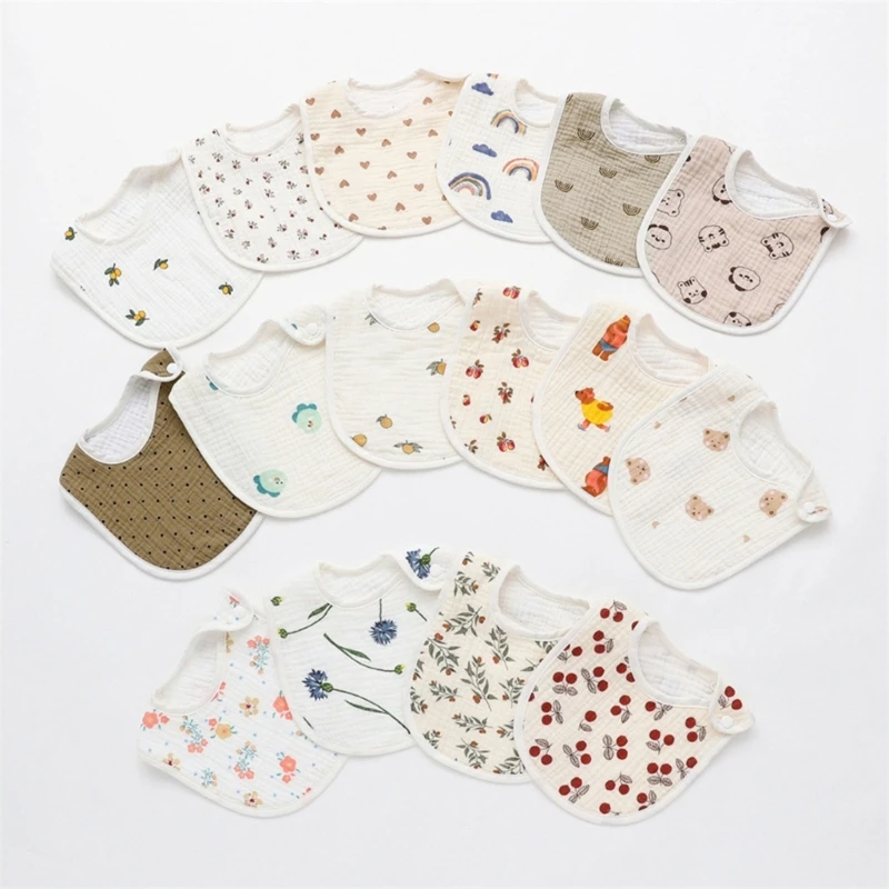 Floral Feeding Bib Burp Cloth Bib for Baby Boy Girl Gender Neutral Cotton Handkerchief Teether Drooling Bib for Newborn