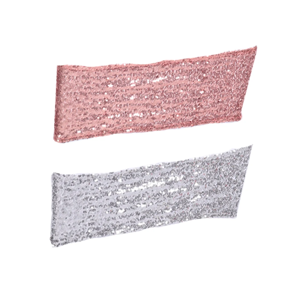 

12 Pcs Weddings Table and Chair Cover Sequins Strap Water Proof Back Decoration Bride Protector