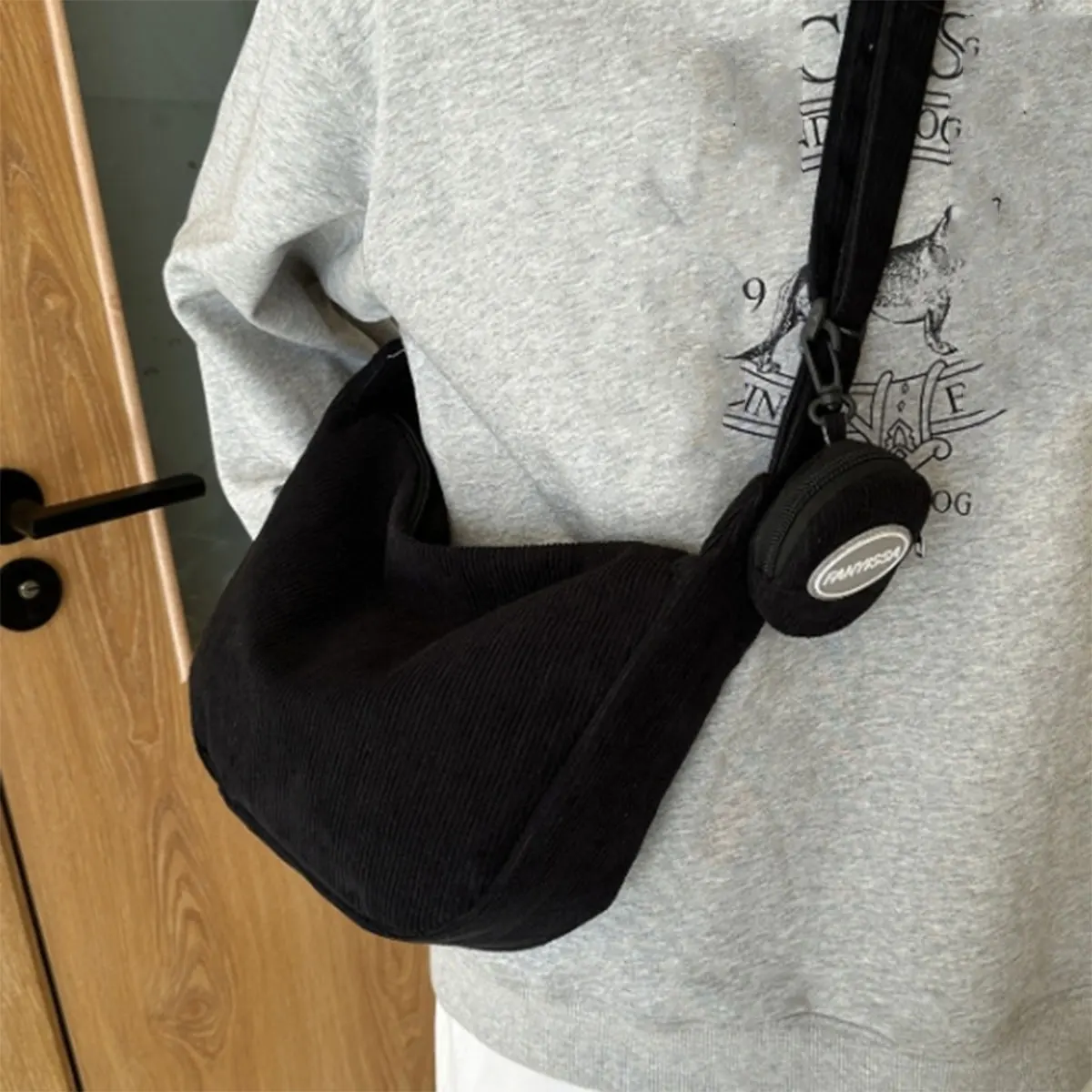 

Черная модная простая вельветовая женская сумка с текстурой, детская сумка для мамы, сумка через плечо на одно плечо для отдыха и путешествий, упаковка