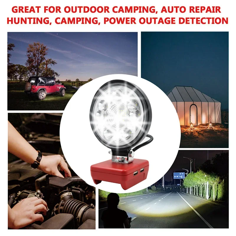 4 Inch Car LED Work Light Flashlight Electric Torch Spotlight USB Power Bank For Milwaukee M18 18V Li-ion Battery USB Power Bank