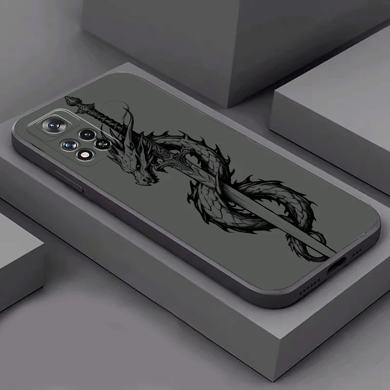التنين الإلهي الصيني لشاومي ريدمي نوت 12 11 11S 11T 10 10S 10T 9 8 Pro Plus جراب هاتف Funda غطاء سيليكون سائل ناعم