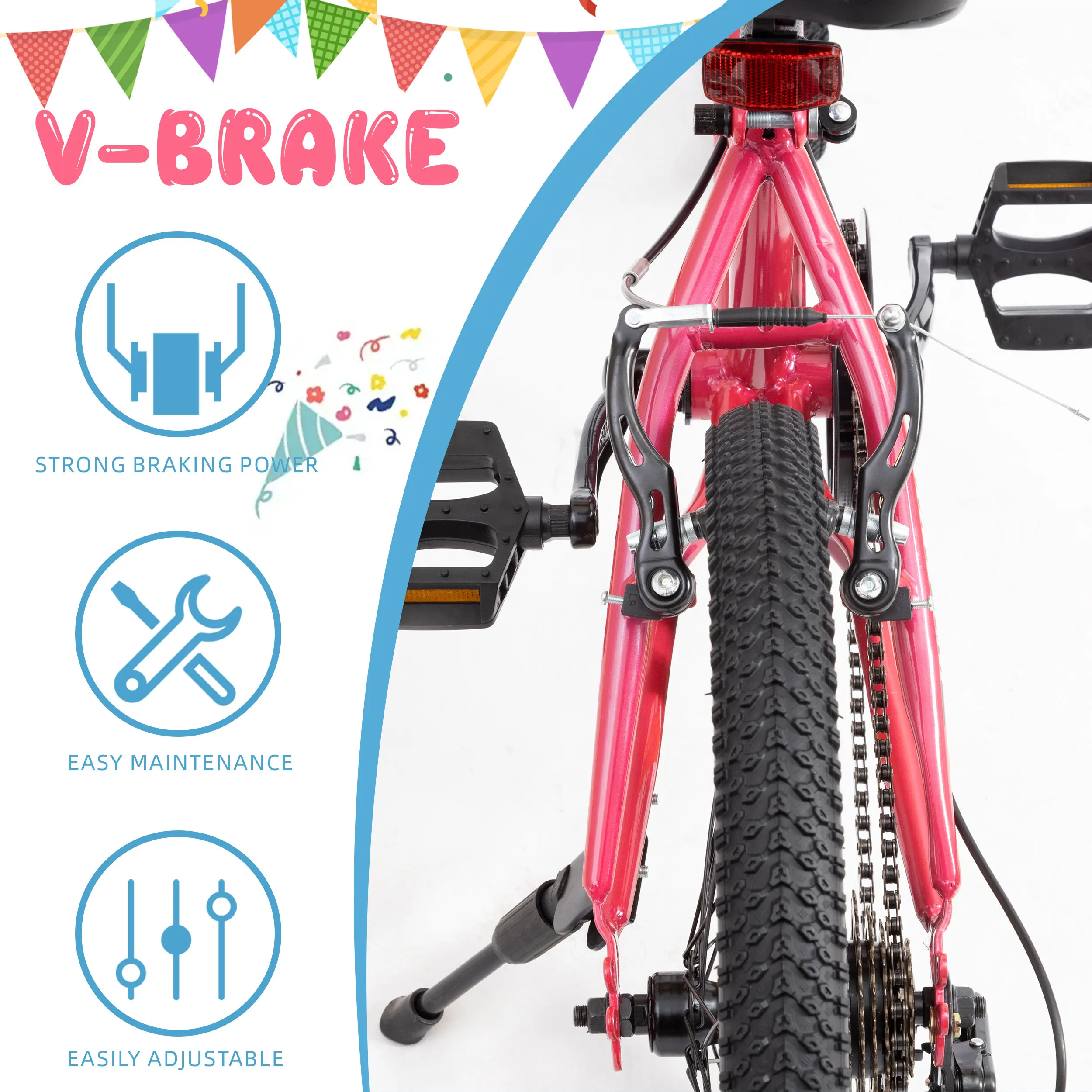 Vankel Bicicleta de montaña para niños para niñas de 6 a 9 años, bicicleta ligera para niños de 20 pulgadas con engranajes de desviador y frenos en V