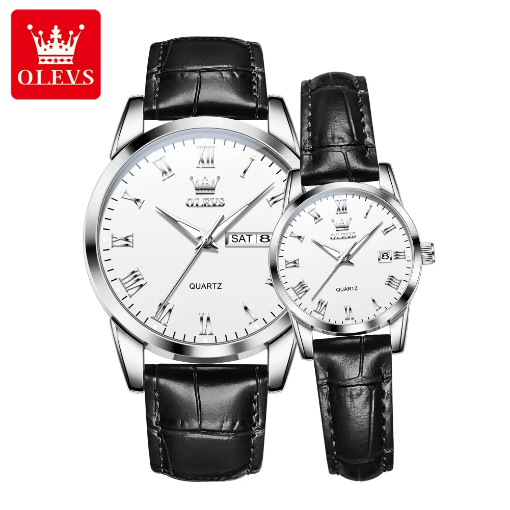 olevs-5892-couple-watches-for-men-women-minimalist-elegant-fashion-leather-strap-dual-calendar-roman-scale-quartz-wristwatch-new
