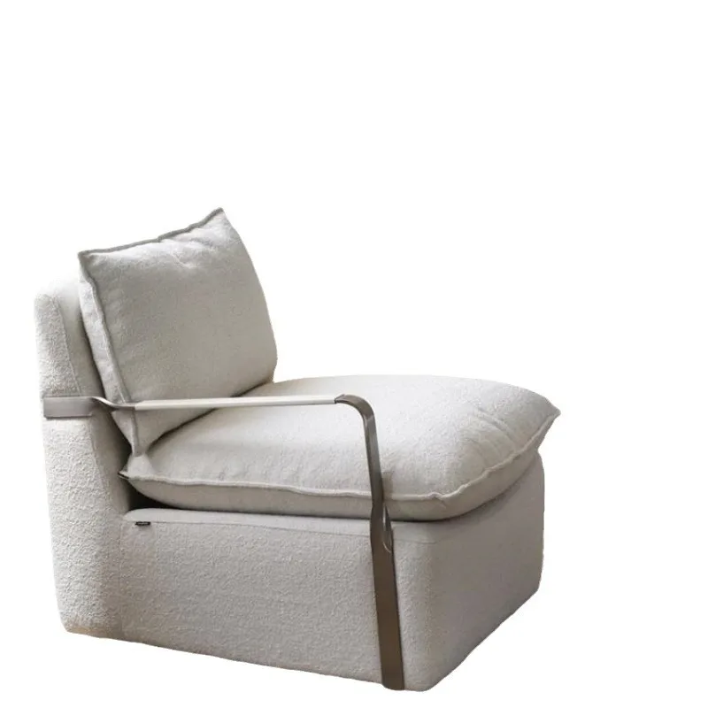 

Wabi Stillwind Cream Wind Leisure Metal Armrest Single Sofa Chair Designer Lazy Chair