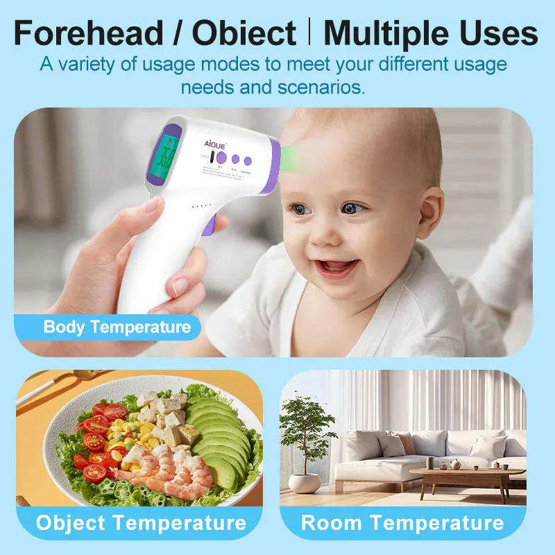 Rechargeable Forehead Thermometer Non Contact Infrared Medical ℃/℉ 1S Body Temperature Fever Fast Measure Tool For Baby Adult