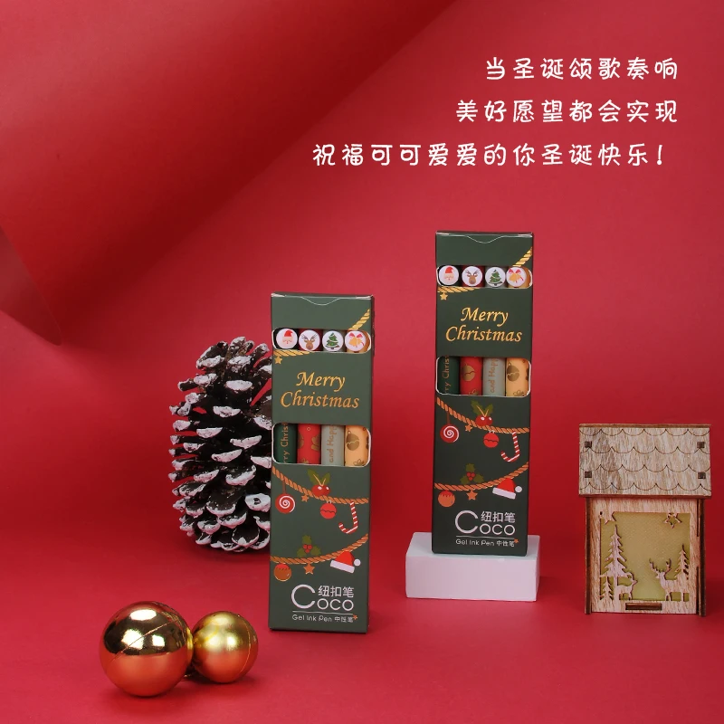 

Xmas Limited 0.5mm Black Gel Pen 4pcs Set ,Quick Dry No Smudge Student Exam & Office Signature Smooth Writing Stationery Gift