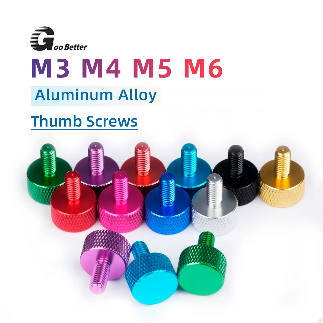 

10PCS Aluminum Hand Tighten Thumb Screws M3 M4 M5 M6 Knurled Flat Head Anodized Bolts for DIY Computer Case Modification