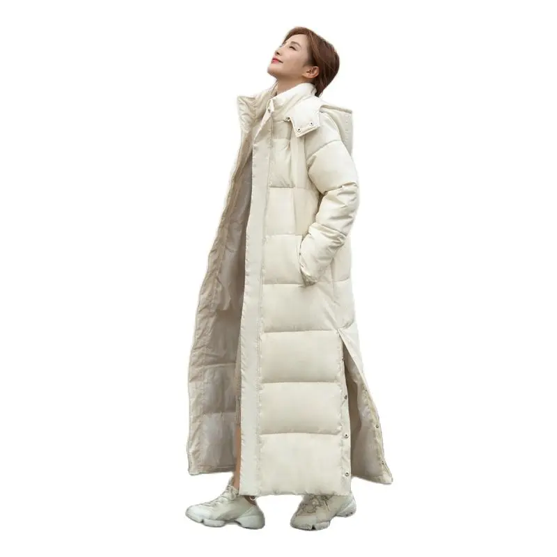 

2023 New Cotton-Padded Women's Over-The-Knee Long Hooded Winter Outerwear Coat Woman Down Cotton Jacket Parkas Female