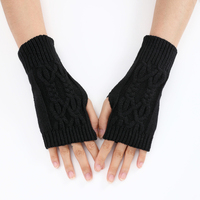 Women Knitted Gloves Arm Warmers Winter Warm Short Fingerless Gloves Thumb Hole Costume Gloves Solid Fashionable Accessories