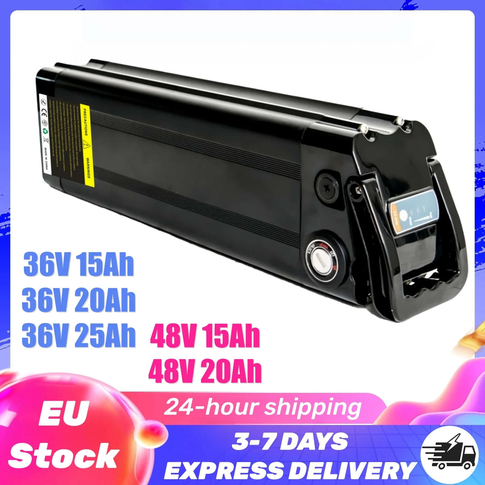 Batteria al litio per e-bike e pedelec 36V 48V 15Ah 20Ah 25Ah con BMS integrato da 30A, batteria di ricambio per kit motore Bafang 36V 48V 250W-1000W con caricabatterie da 2A