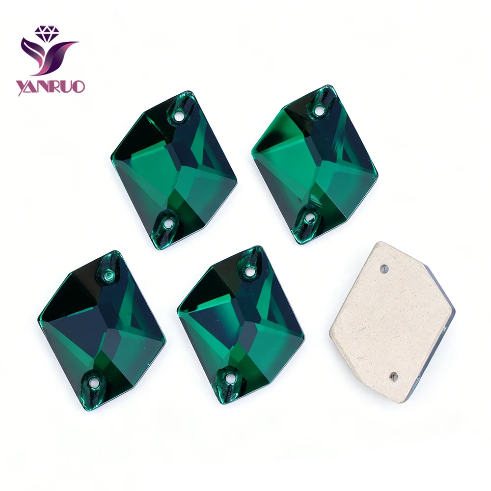 YANRUO 3265 Cosmic Emerald Crystals Sew on Vestido Flatback Rhinestones Sewing Stones Crystals Diamond Garment DIY Strass