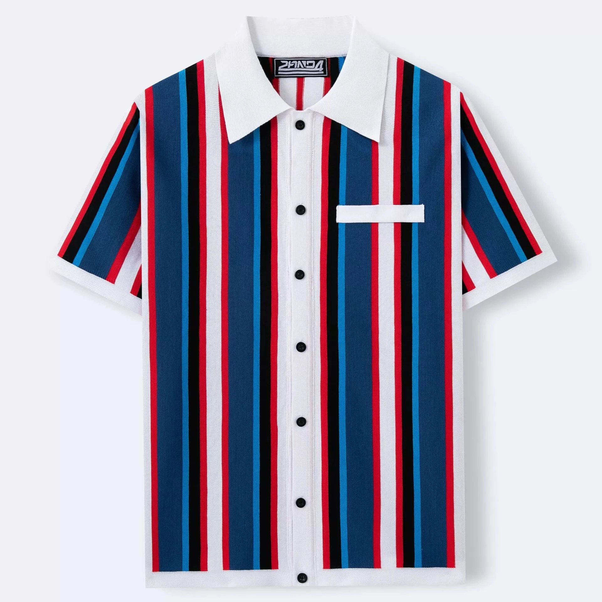 

New men's summer cardigan knitted elegant fashion T-shirt short sleeved lapel striped casual polo shirt for men