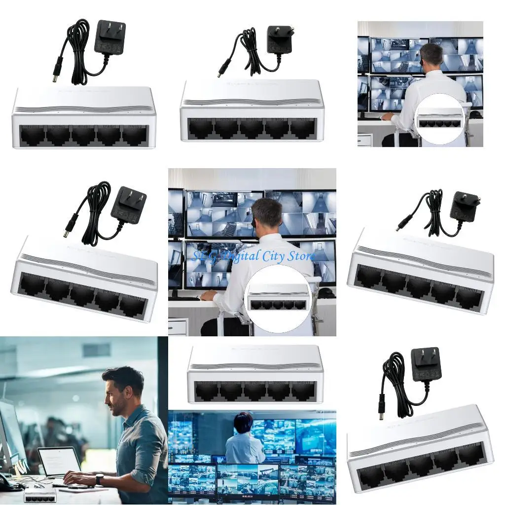 

U75B 5 Port Gigabit Switches Plugs and Play Plastic Case Multiple Device Connectivities Home Office