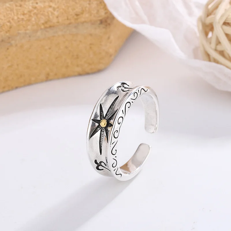 925 Sterling Silver Star ​Adjustable Rings For Women Engagement Wedding Jewelry Accessories Jewellery  Argent 925