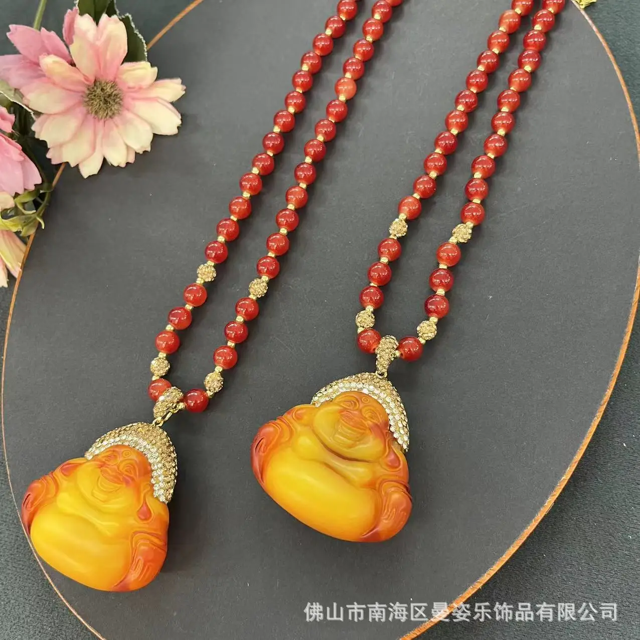 DIY accessories Second-generation beeswax Maitreya Laughing Buddha pendant, big-bellied Buddha pendant, necklace, national style view 2