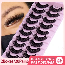 2Boxes/20Pairs Russian Strip Lashes DD Curl Lashes 3D Eyelashes Reusable Fluffy False Lashes Russian Extensions