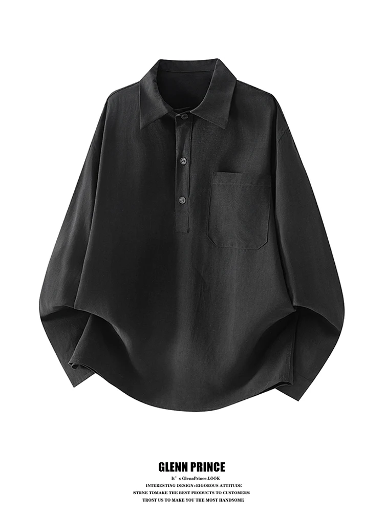 

GPstudio American Retro Pure Color Pocket Long Sleeve Shirt Men's Spring High Sensation Casual Shirt Jacket