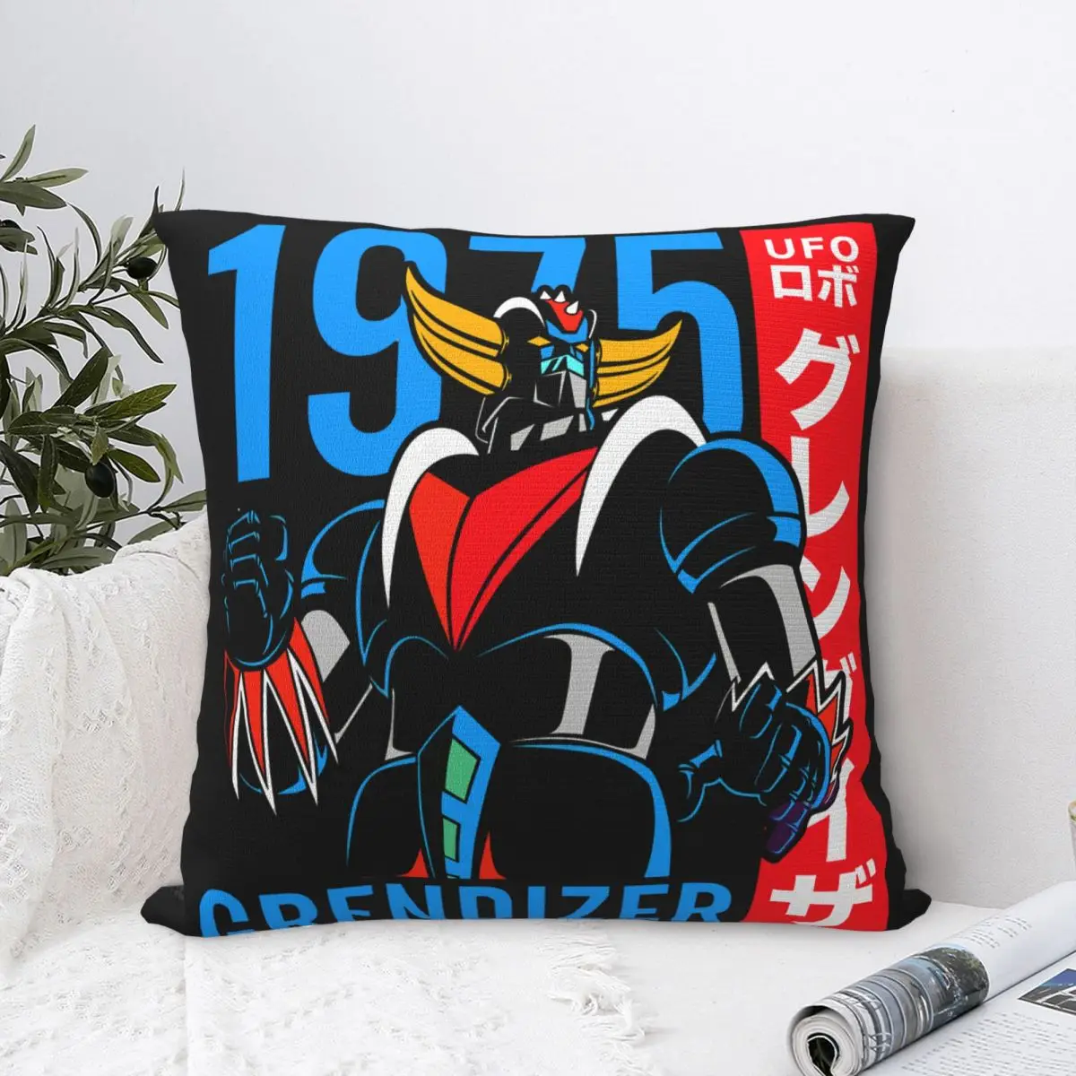 271 Goldrake 1975 Dark Polyester Cushion Cover UFO Robot Grendizer Livingroom Office Decorative Breathable Cojines Decorativos