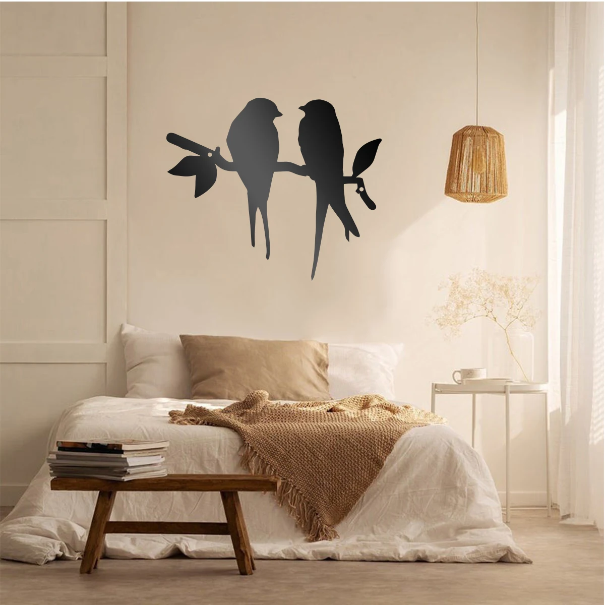 Birds on branches Metal Wall Art Silhouette Cutout Signs Black Farmhouse Door Home Living Room Bedroom Decoration Plaque