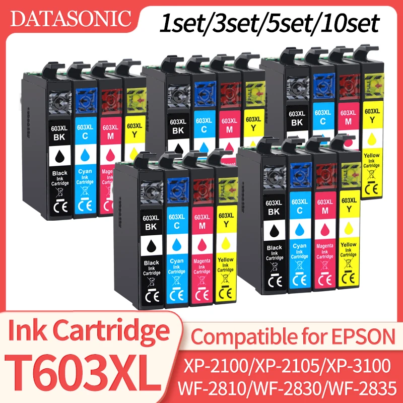 1~10set 603XL T603 Compatible Ink Cartridge 603 E603 For Epson XP 2100 2105 3100 3105 4100 4105 WF-2810 2830 2835 2850 Printer