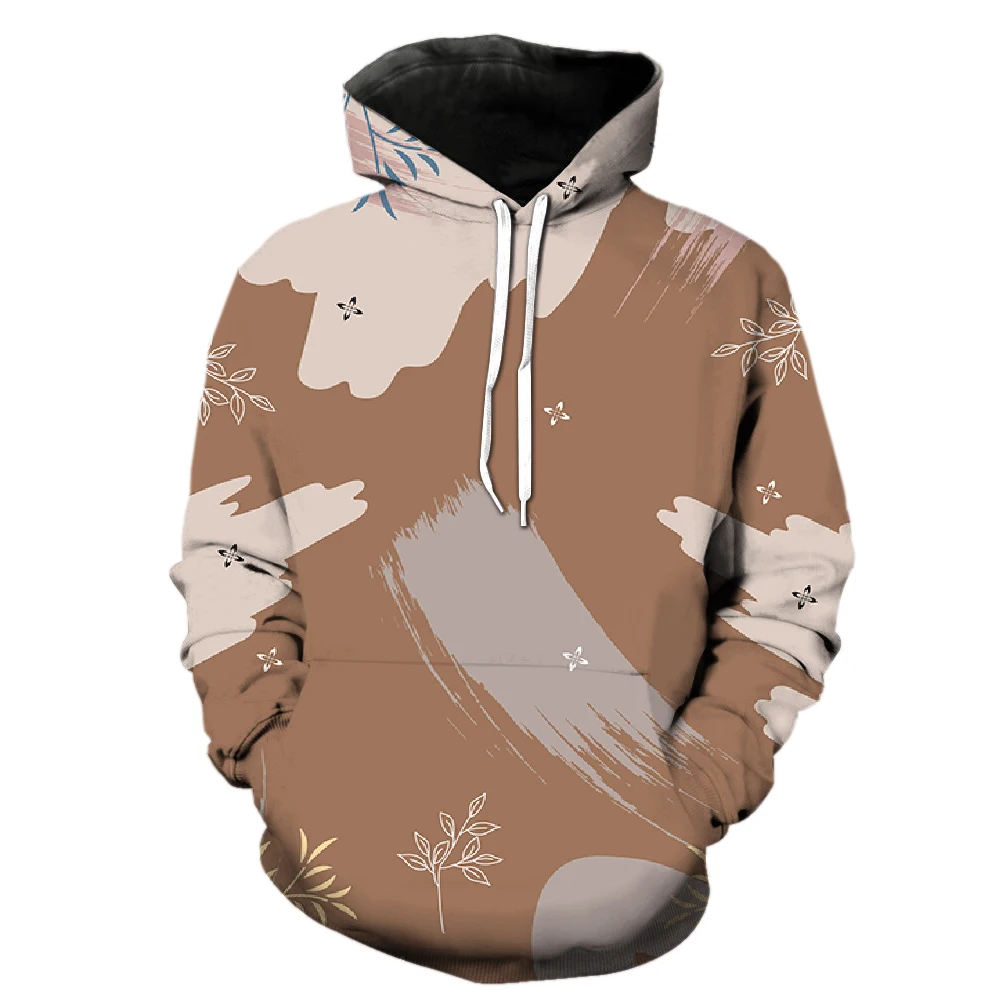 Abstract Plant Leaves Men's Hoodies 3D Printed Spring Long Sleeve Sweatshirts With Hood Jackets Tops Streetwear Teens Fashion