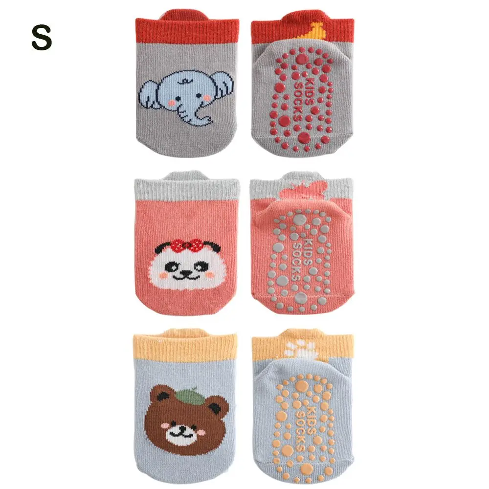 3 Pairs/Set High Quality Cartoon Animal Pattern Kids Cotton Socks Comfy Breathable Floor Socks Non-slip Durable Kids Step Socks