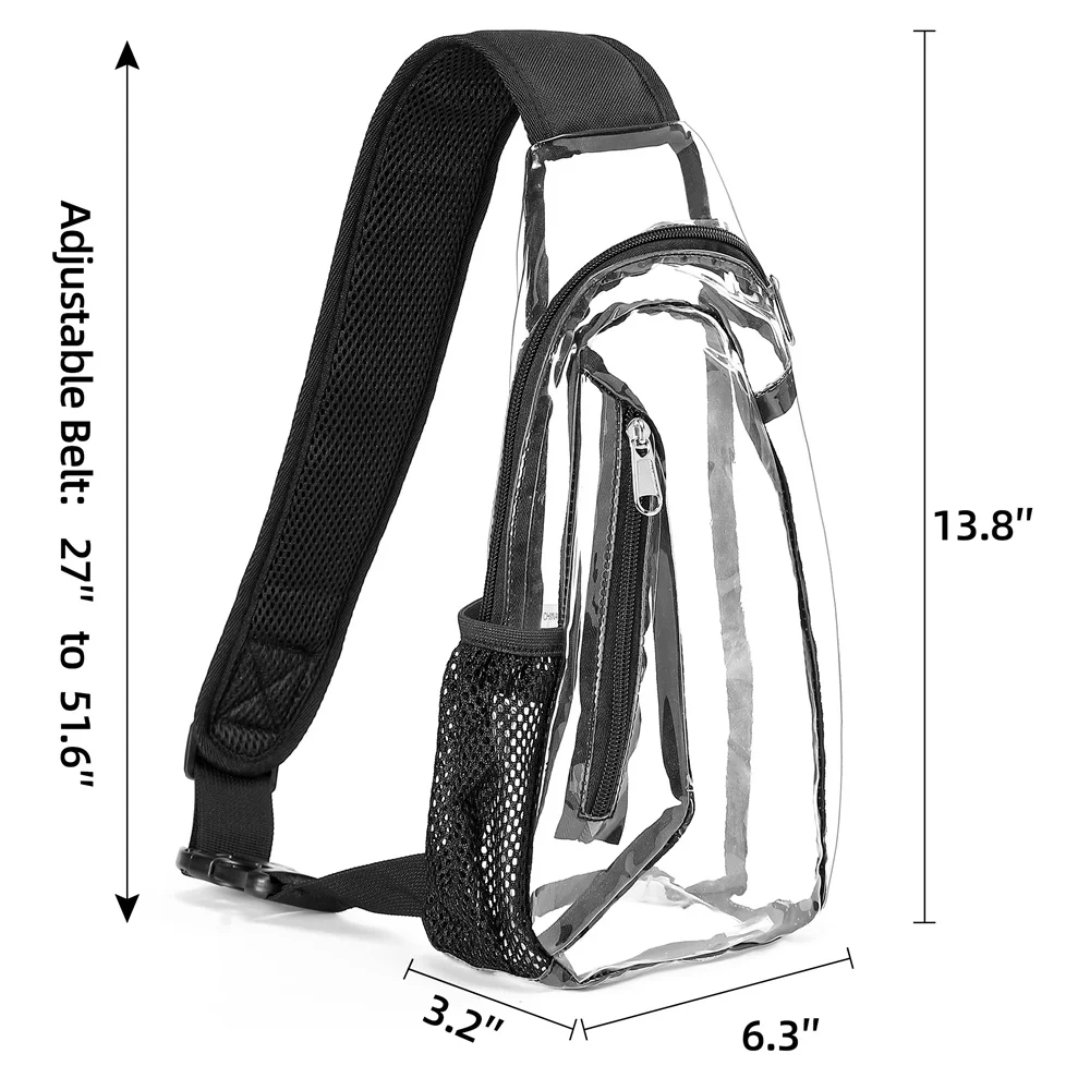 2023 New Clear Fanny Packs Bag Clear Sling Bag Stadium Approved Clear Bag Transparent Chest Daypack for Hiking Stadium Concerts