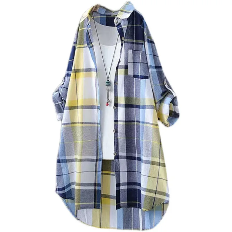 Plaid Shirt Women's 2025 New Long-sleeved Top Retro Jacket Loose Shirt Cardigan
