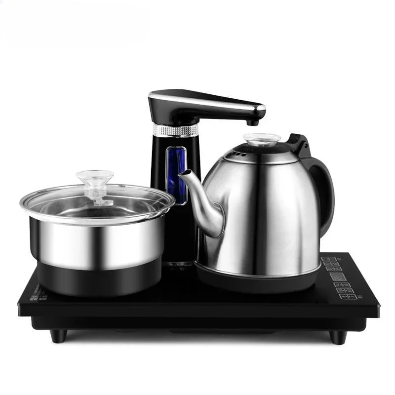 220V Electric Kettle Household Tea Pot Set Automatic Pump Water 1L Capacity Stainless Steel Kettle Safety Auto-off Function