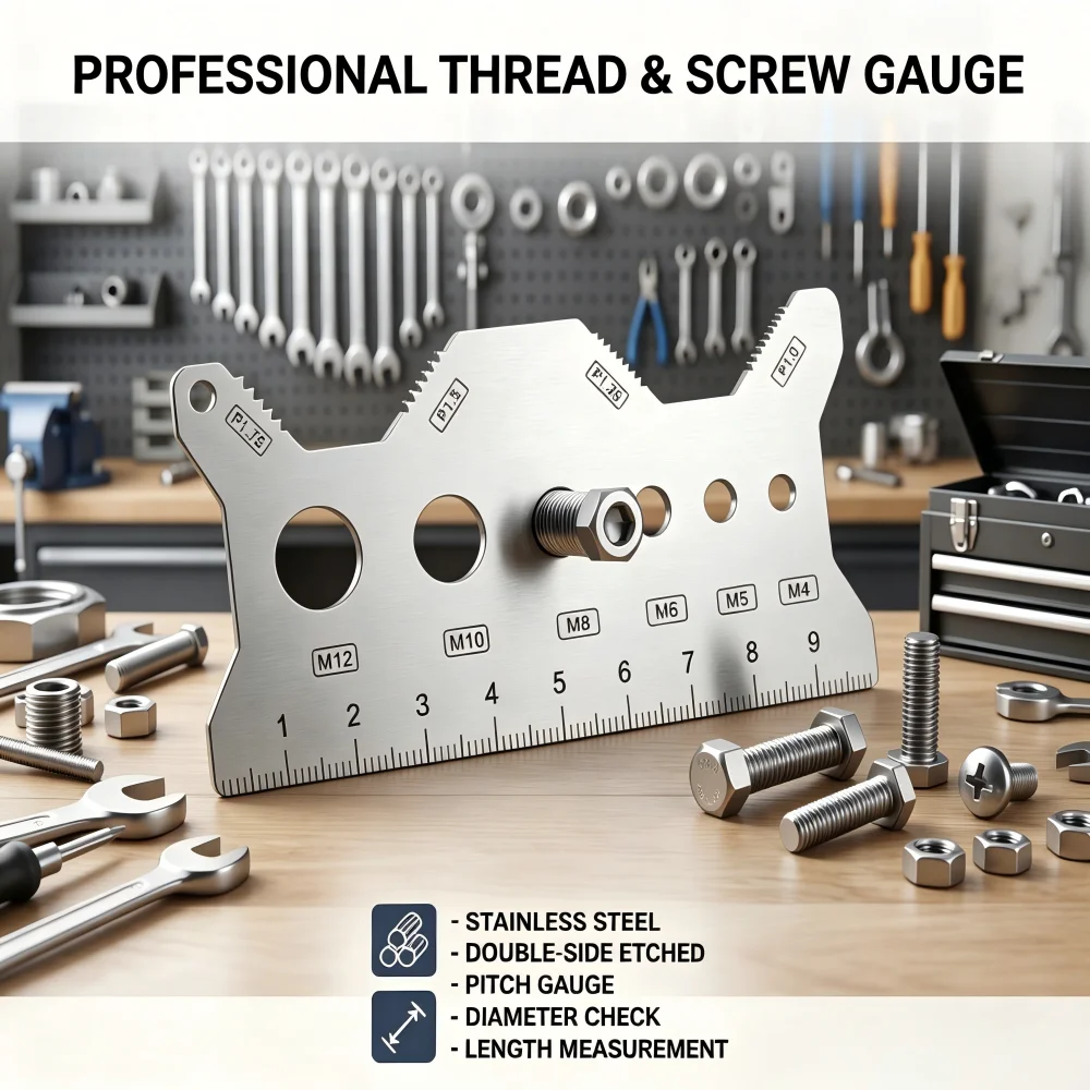 1/3PCS Stainless Steel Screw Thread Pitch Gauge , Multifunctional Screw Diameter, Pitch & Tooth Pitch Measuring Tool
