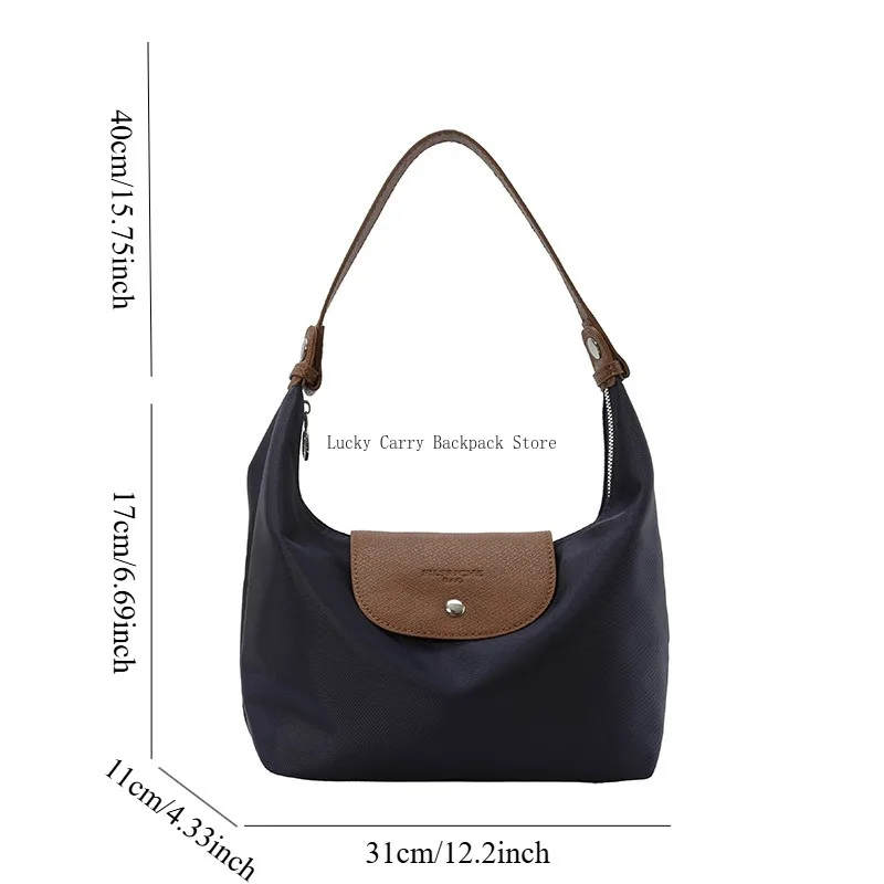 2026Vintage Nylon Waterproof Tote Bag Women Crossbody Hobos Dumpling Bag Colorblock Daily Commuter Casual Versatile Shoulder Bag
