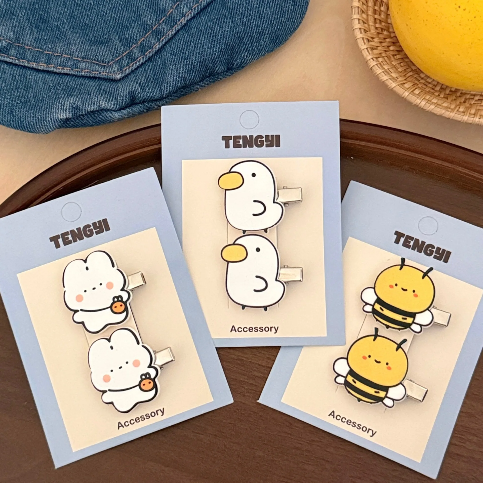 2/6 Pcs Cute Cartoon Bee Goose Hairpin Clip Forehead Hair Clip Student Decorative Side Clip - view 4
