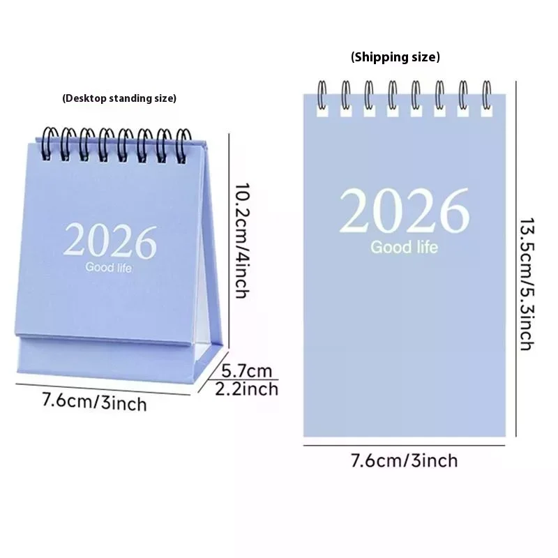 6 Styles 2025 Simple Style English Mini Desk Calendar Desktop Display Portable Calendar Desktop Decoration Handmade Diary Album