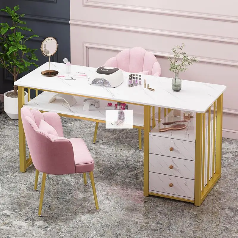 Nail Shop Double Style Makeup Fashion Network Red Nail Table Sofa Table and Chair Rectangle