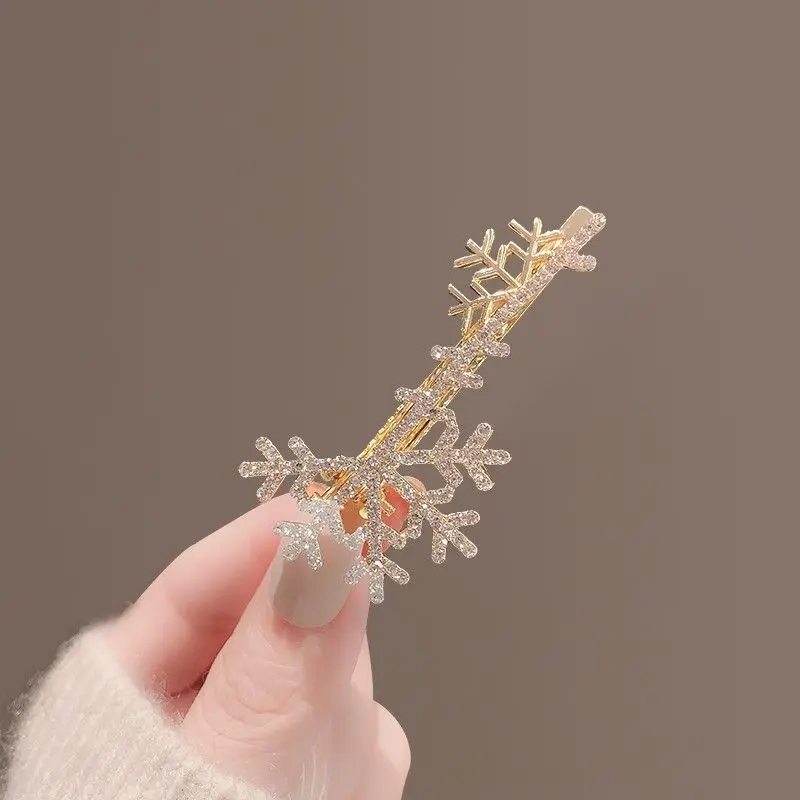 إكسسوار شعر ندفة الثلج متعدد الاستخدامات للنساء، مشبك جانبي عالي الجودة، دبوس شعر معدني، غطاء رأس عيد الميلاد حلو ومتعدد الاستخدامات #1