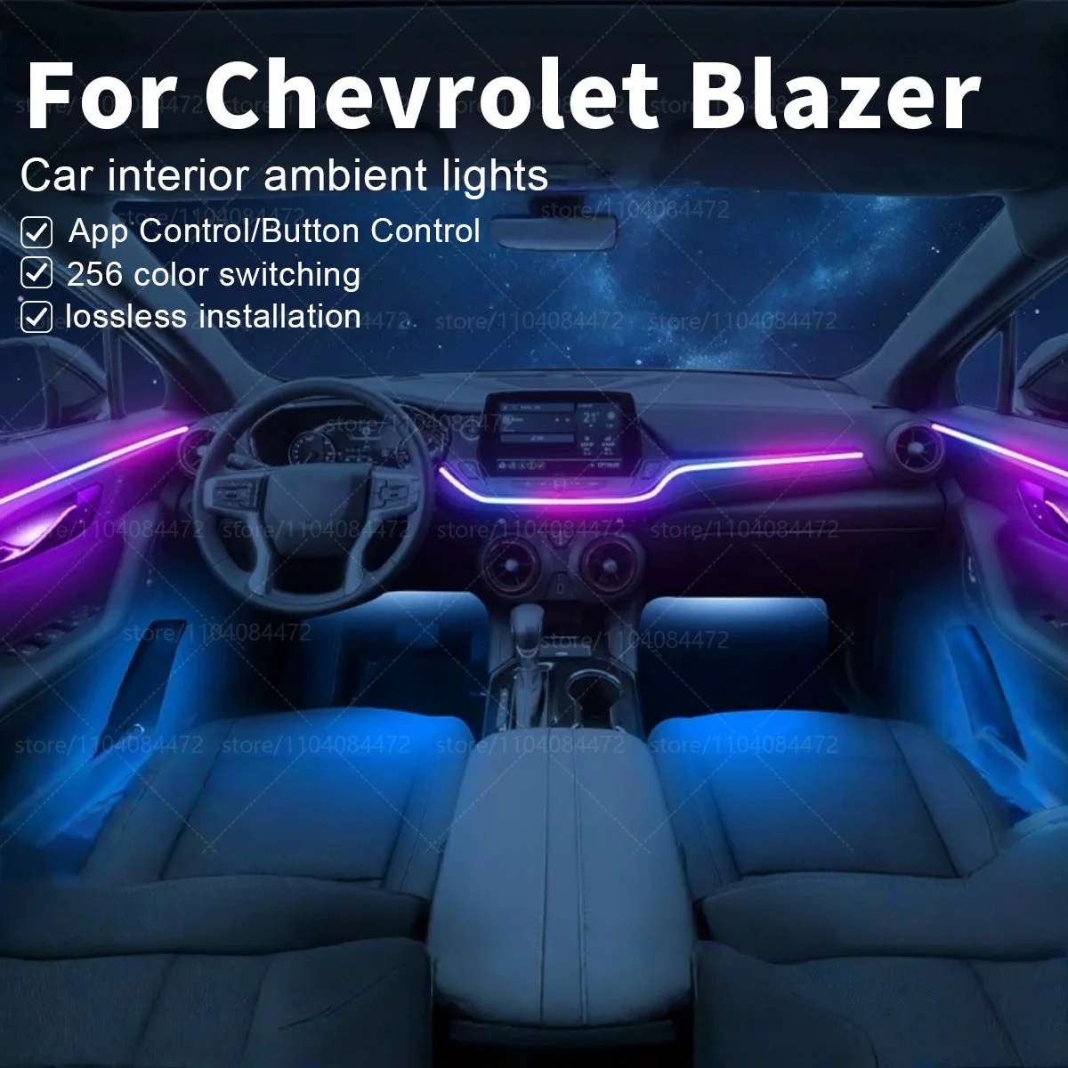 For Chevrolet Blazer VSS-F 22in1 RGB Car Interior Acrylic Car Ambient Lights RGB Hidden Acrylic Strip Decoration Accessories