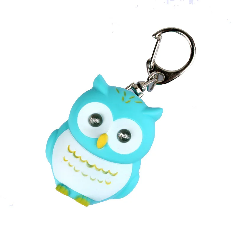 New LED Owl Keychain Cute Bag Pendant Cartoon Key Ring Handbag Car Keys Chain Mens Sound And Light Design Women Men Gift